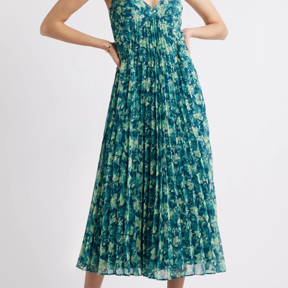 Chelsea28 Floral Blue Green Dress medium